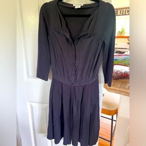 Lacoste Navy Silk and Cotton Button Down Dress Size 36